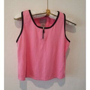 Bolle Sport Women's Large Scoop Neck Sleeveless 1/4 Zip Ribbed Tank Top Pink